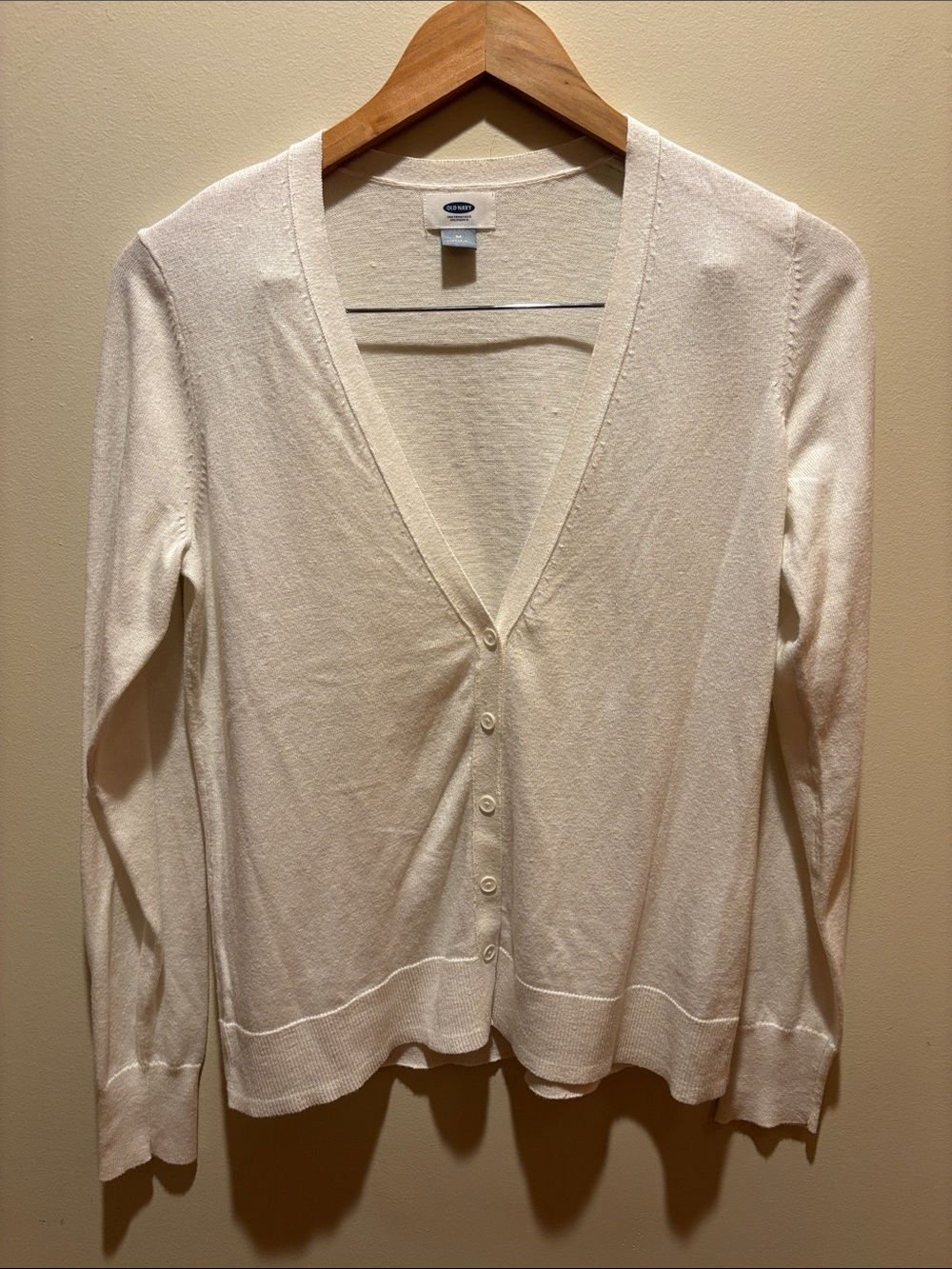 Old Navy Cream Button-Front V-Neck Cardigan